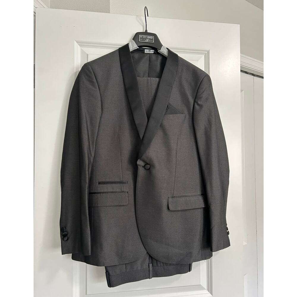 NEW West End Men's Tailored Suit Jacket & Pants in Charcoal Size 40R MSRP $250+